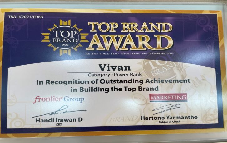 VIVAN 2021 memenangkan penghargaan TOP BRAND Indonesia					